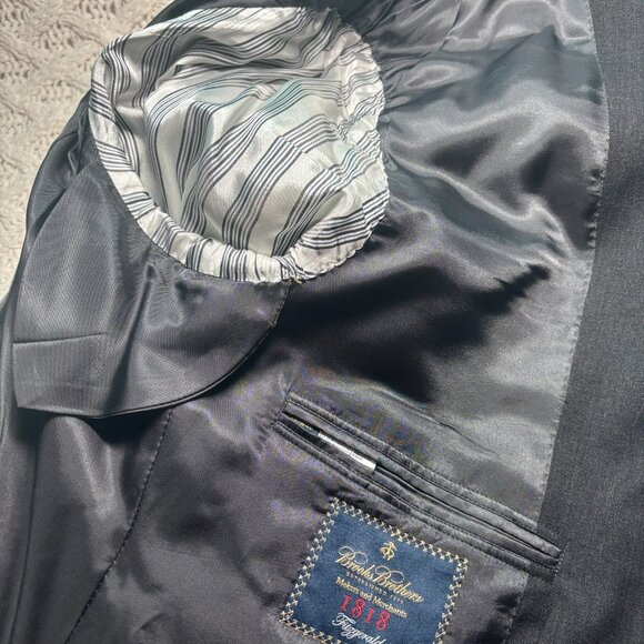 Brooks Brothers 1818 Fidgerald Men’s Suit Jacket 46R Estrato Trabaldo Togna USA - Picture 3 of 6